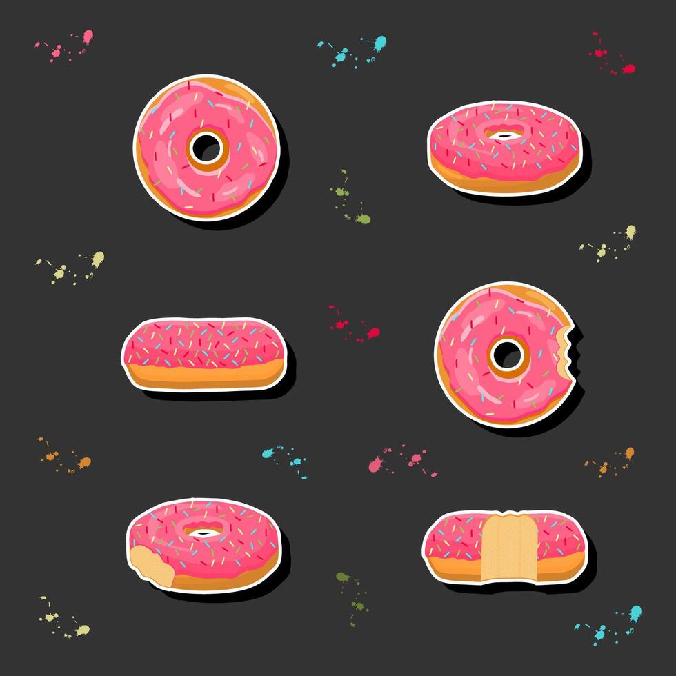 ilustração em tema grande conjunto diferente tipos pegajoso rosquinhas, doce rosquinhas vários Tamanho vetor