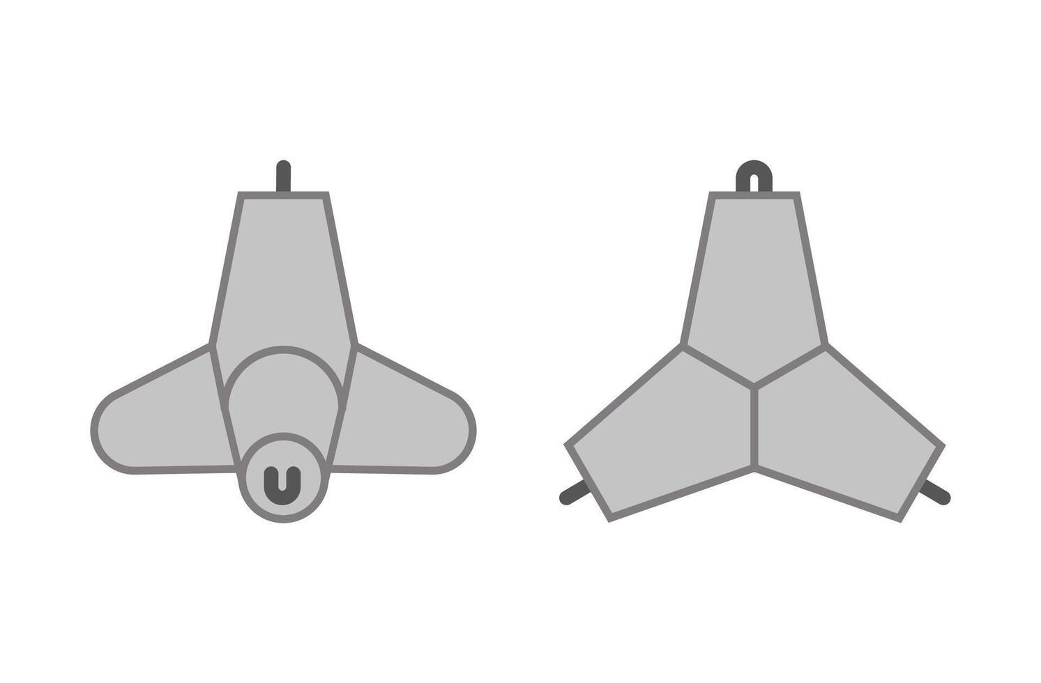 dois projeções do concreto tetrápode. vetor plano ilustração isolado em branco.