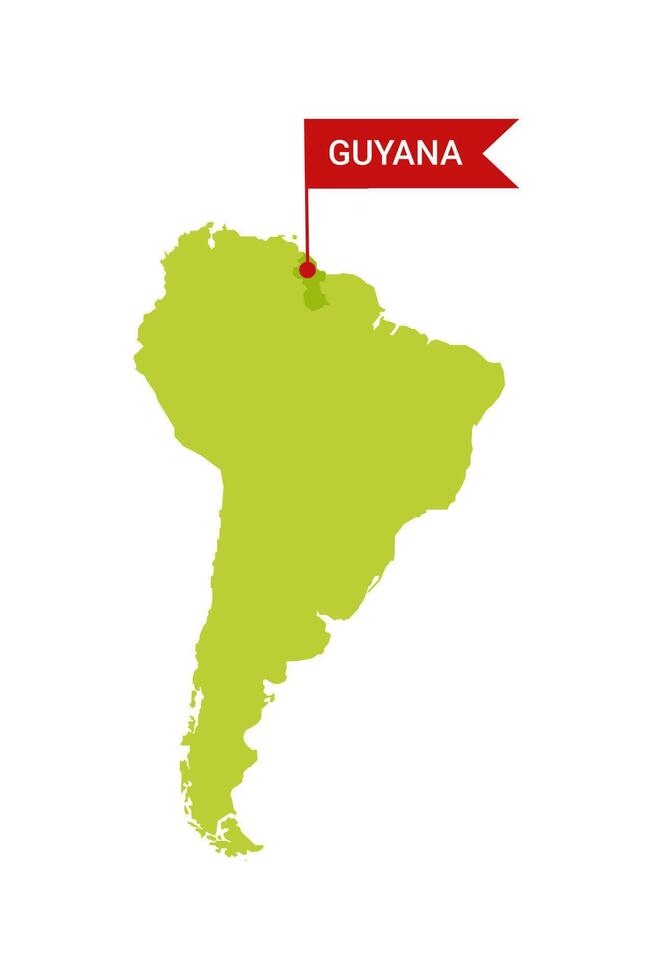 Guiana em a sul América s mapa com palavra Guiana em uma em forma de bandeira marcador. vetor isolado em branco fundo.