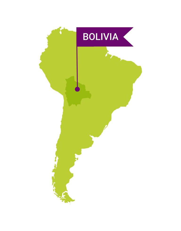 Bolívia em a sul América s mapa com palavra Bolívia em uma em forma de bandeira marcador. vetor isolado em branco fundo.