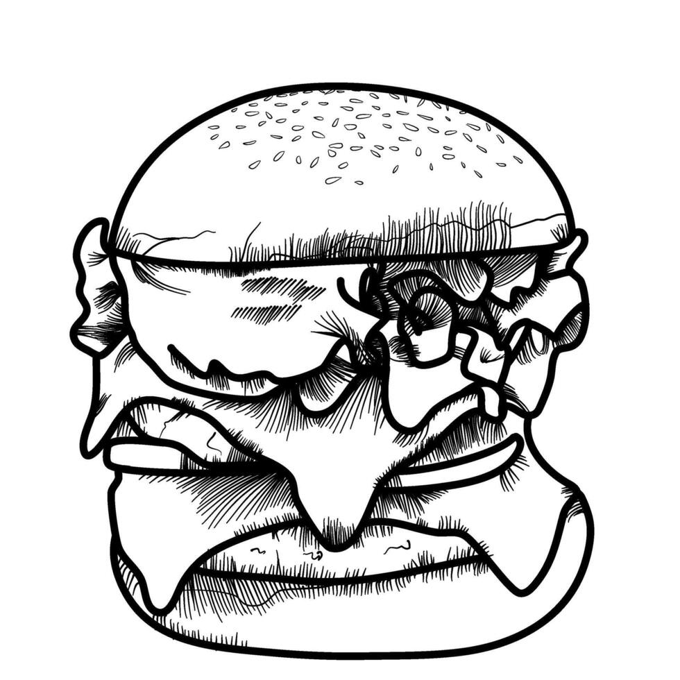 Hamburger linha arte vetor esboço Comida ilustração