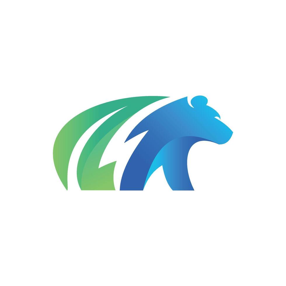 Urso energia folha logotipo vetor