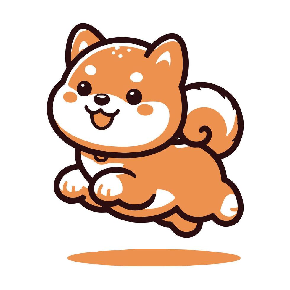 Shiba inu pulando em branco fundo. desenho animado vetor ilustração.