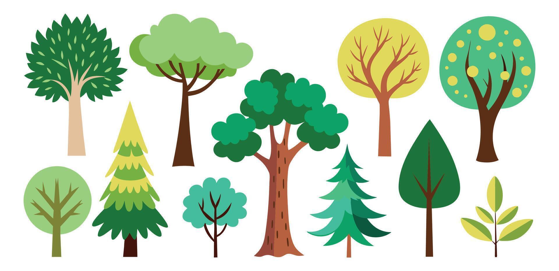 desenhado à mão árvores coleção definir, ilustração vetor para infográfico ou de outros usa