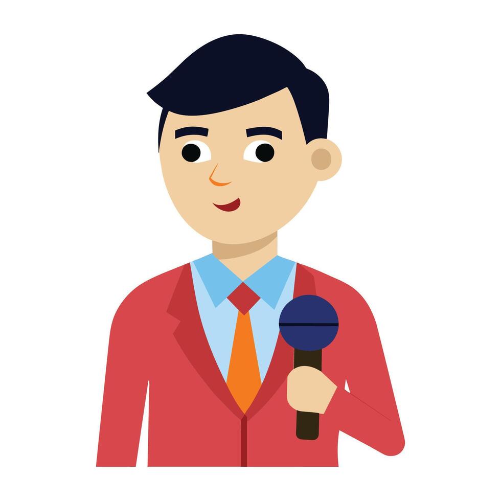 clipart características uma profissional masculino repórter segurando uma microfone vetor