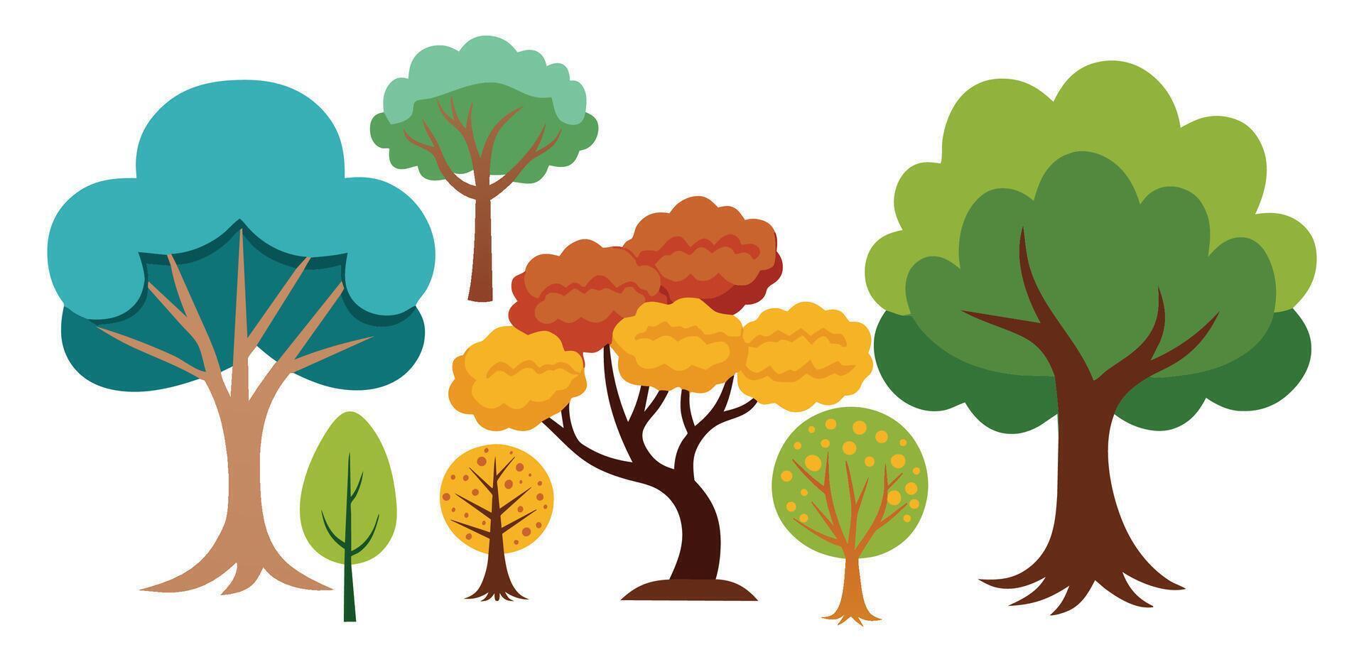 mão desenhado árvores coleção definir, ilustração vetor para infográfico ou de outros usa