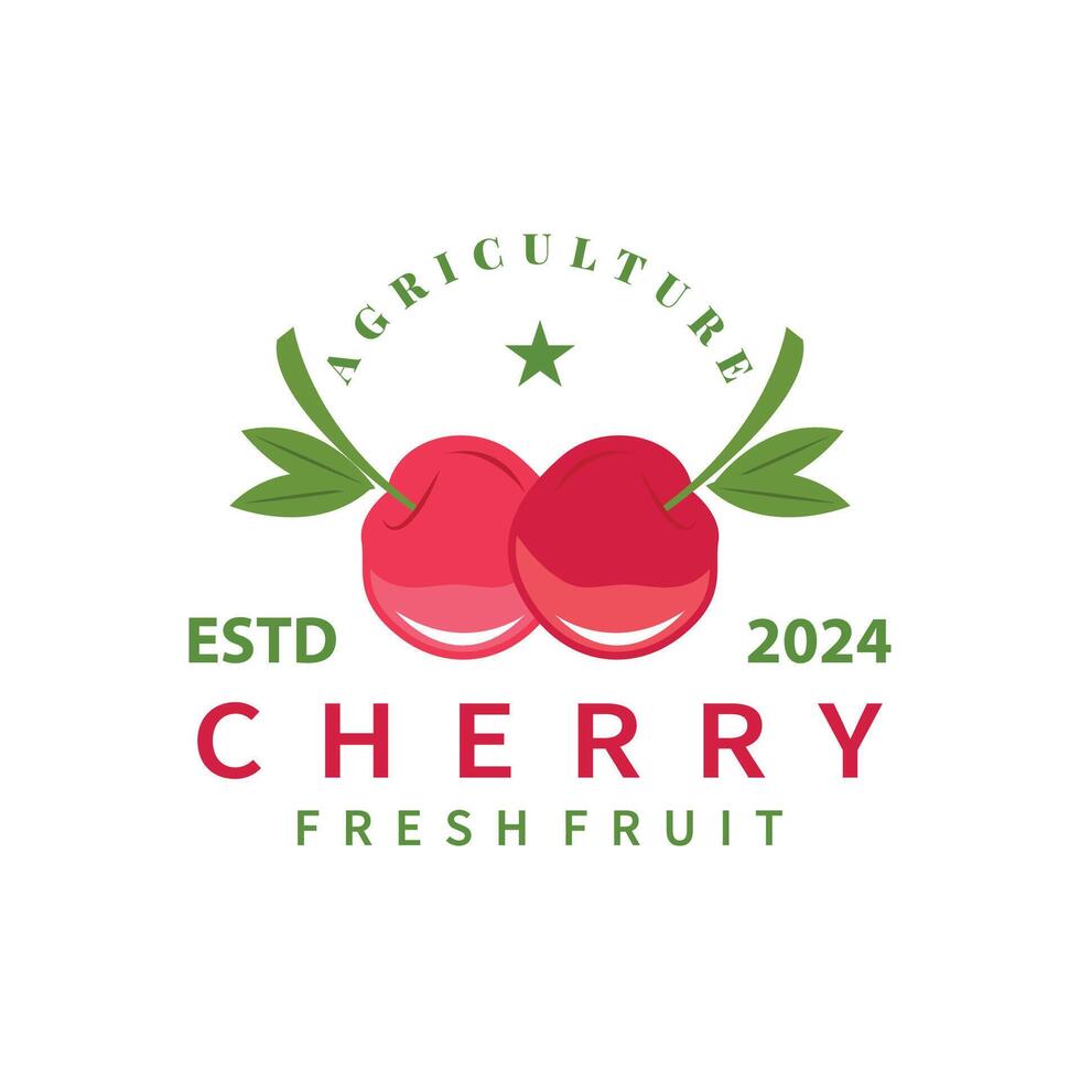 vermelho baga fruta jardim plantar silhueta Projeto modelo cereja logotipo vetor ilustração