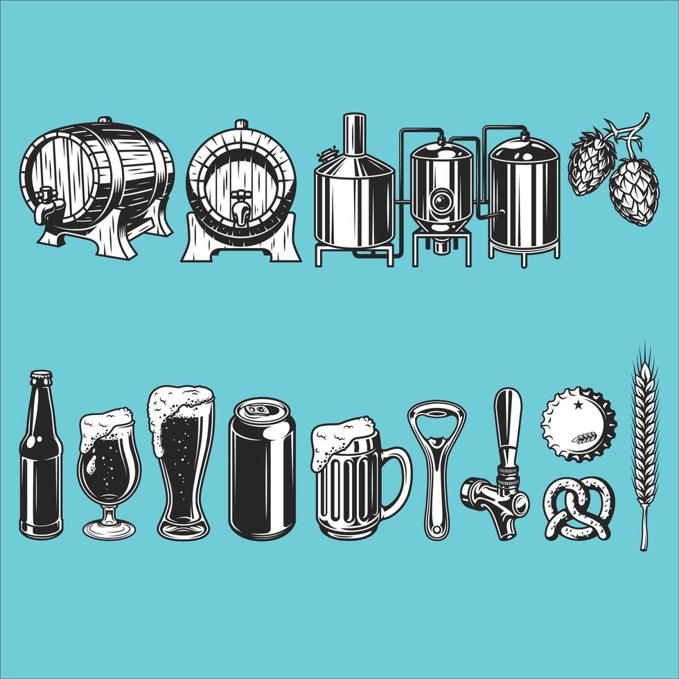 Cerveja e fermentação equipamento vetor ilustração