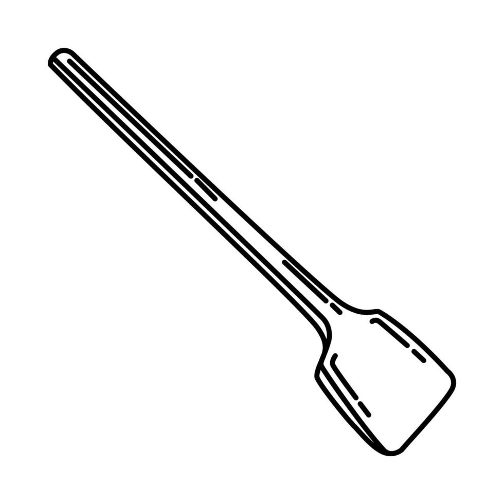 ícone de espátula de giro de madeira. doodle desenhado à mão ou estilo de ícone de contorno vetor
