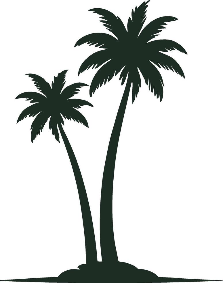 Palma árvores silhueta em a praia, verão árvore, período de férias viagem recorrer vetor