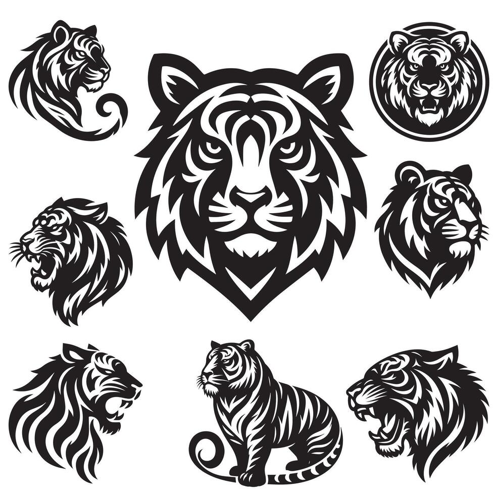 livre tigre logotipo vetor conjunto