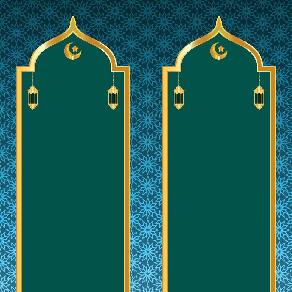 fundo de luxo verde árabe islâmico com padrão geométrico e belo ornamento vetor