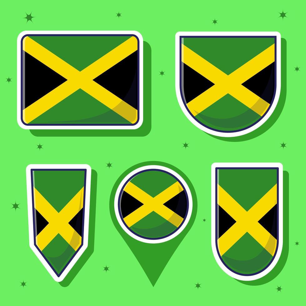 plano desenho animado vetor ilustração do Jamaica nacional bandeira com muitos formas dentro