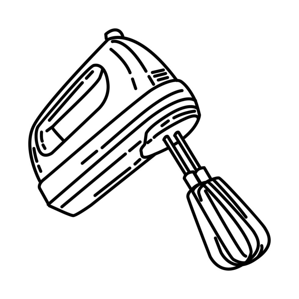 ícone do mixer de mão. doodle desenhado à mão ou estilo de ícone de contorno vetor