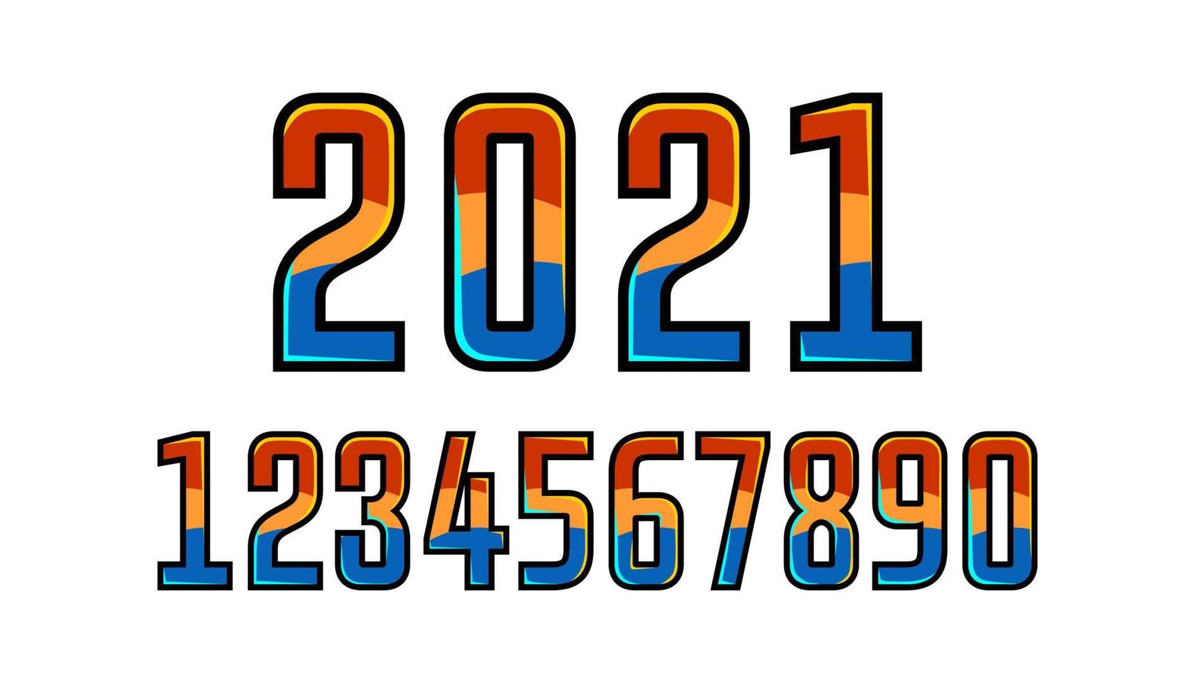 números que são manipulados em formas e cores e diferentes variações como materiais para embelezar seu design futuro vetor
