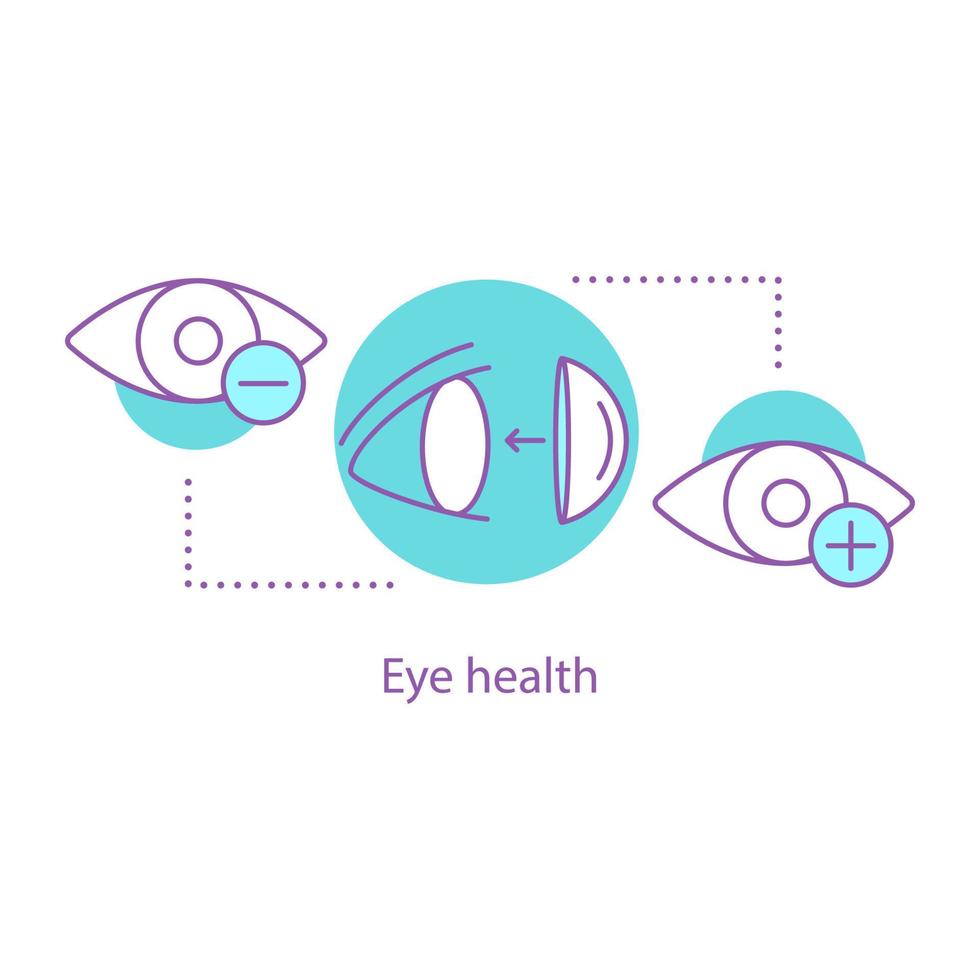 ícone do conceito de saúde ocular. ilustração de linha fina de ideia de oftalmologia. tratamento de miopia e hipermetropia. desenho de contorno isolado de vetor