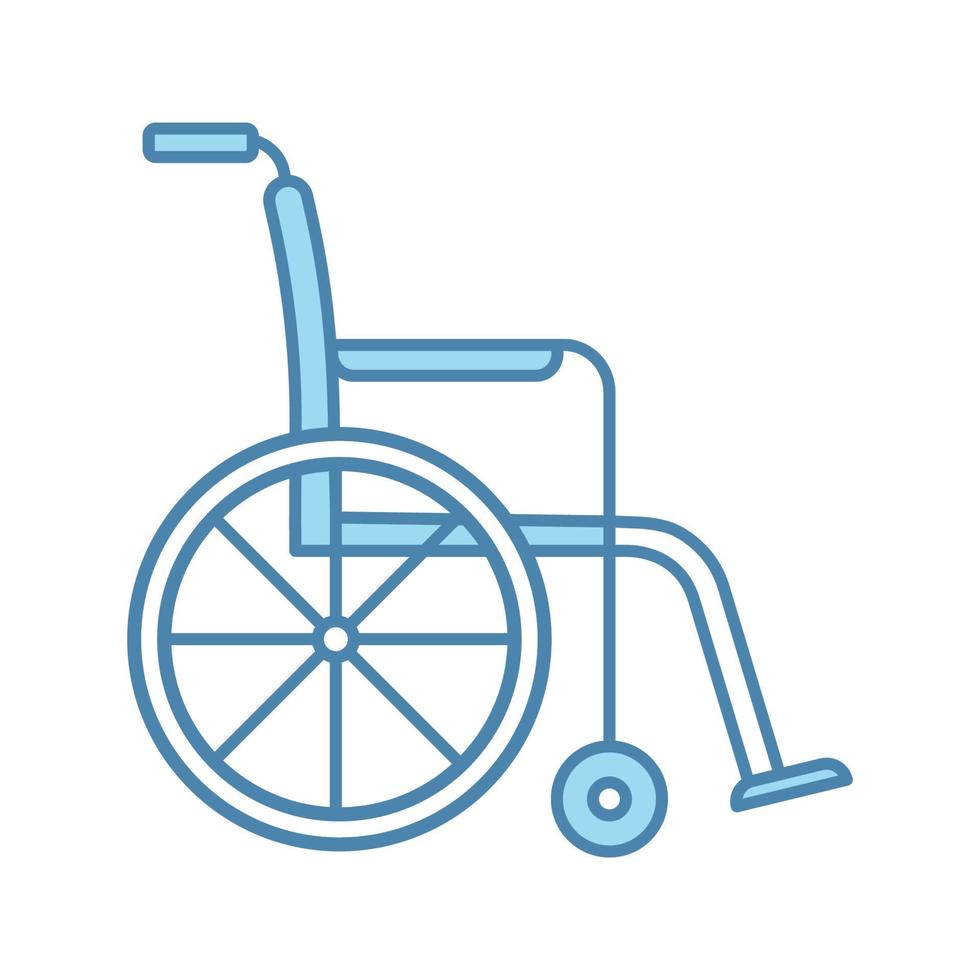 ícone de cor de cadeira de rodas. cadeira inválida. cadeira de rodas. incapacidade. equipamento para deficientes físicos. auxílio à mobilidade. ilustração vetorial isolada vetor