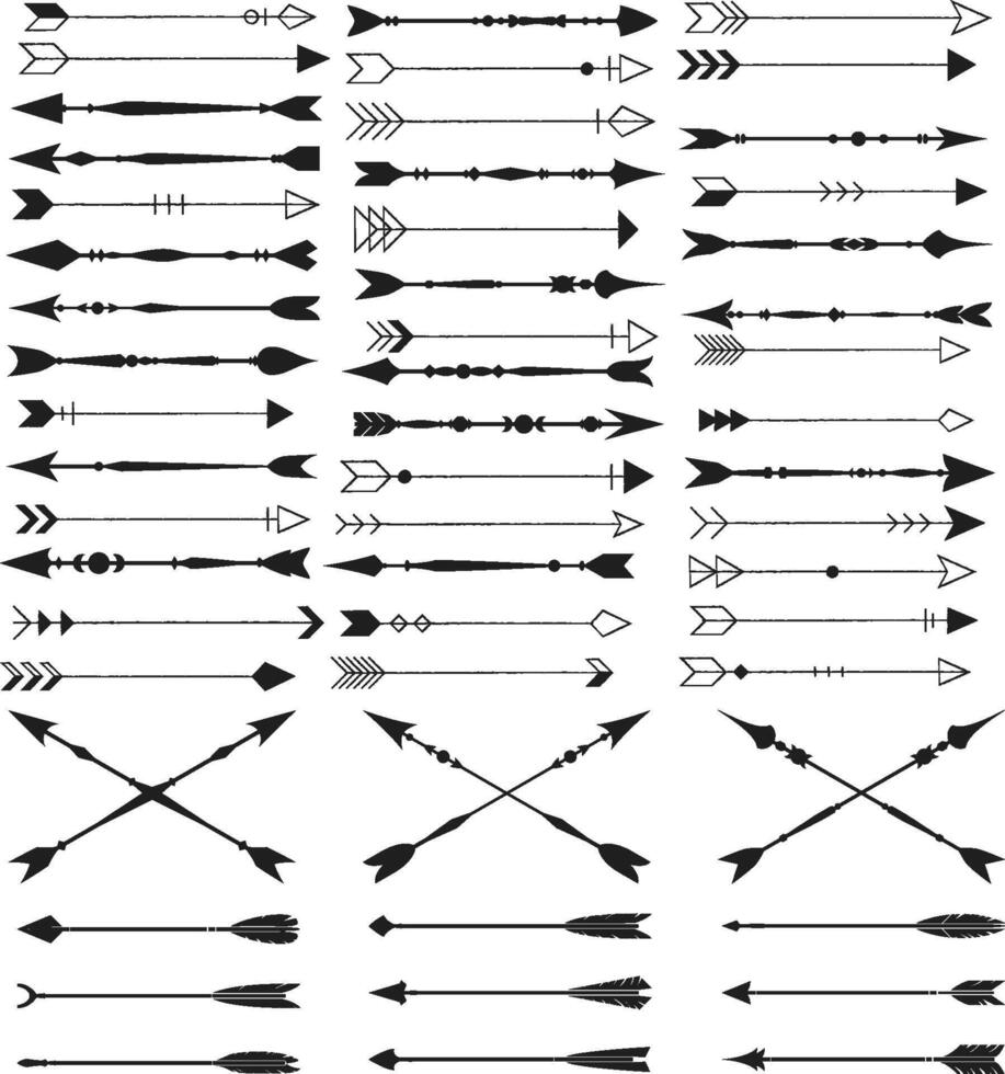 Setas; flechas estão conjunto isolado em uma branco fundo. vetor ilustração.
