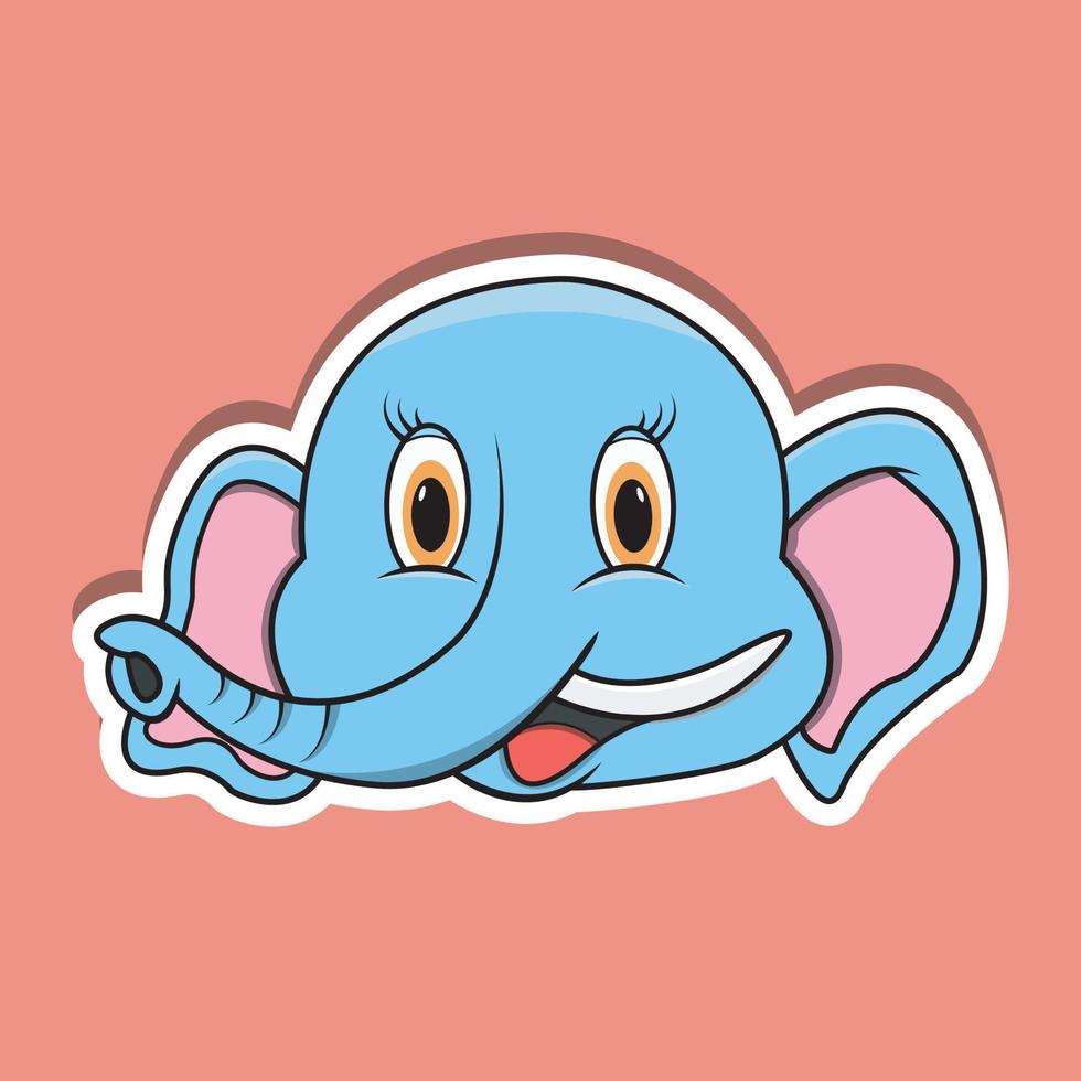 adesivo de rosto de animal com design de personagens de elefante. vetor