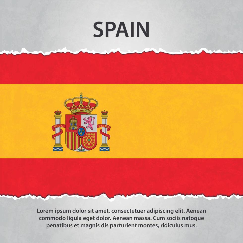 bandeira da espanha em papel rasgado vetor