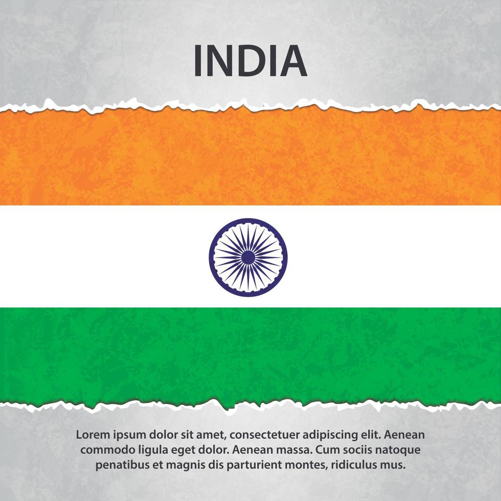 bandeira da índia em papel rasgado vetor