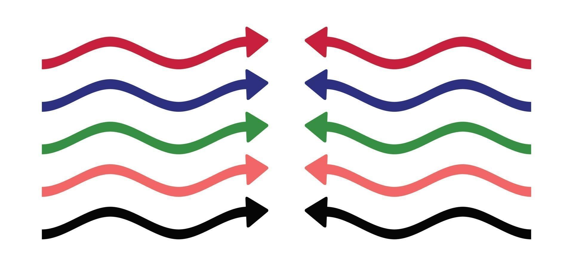 símbolo de seta de onda, setas direita e esquerda vetor