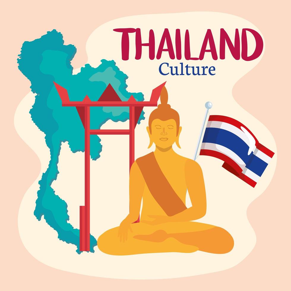 ícones de Buda e Tailândia vetor