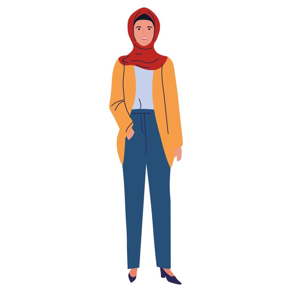 mulher com roupas casuais e hijab vetor