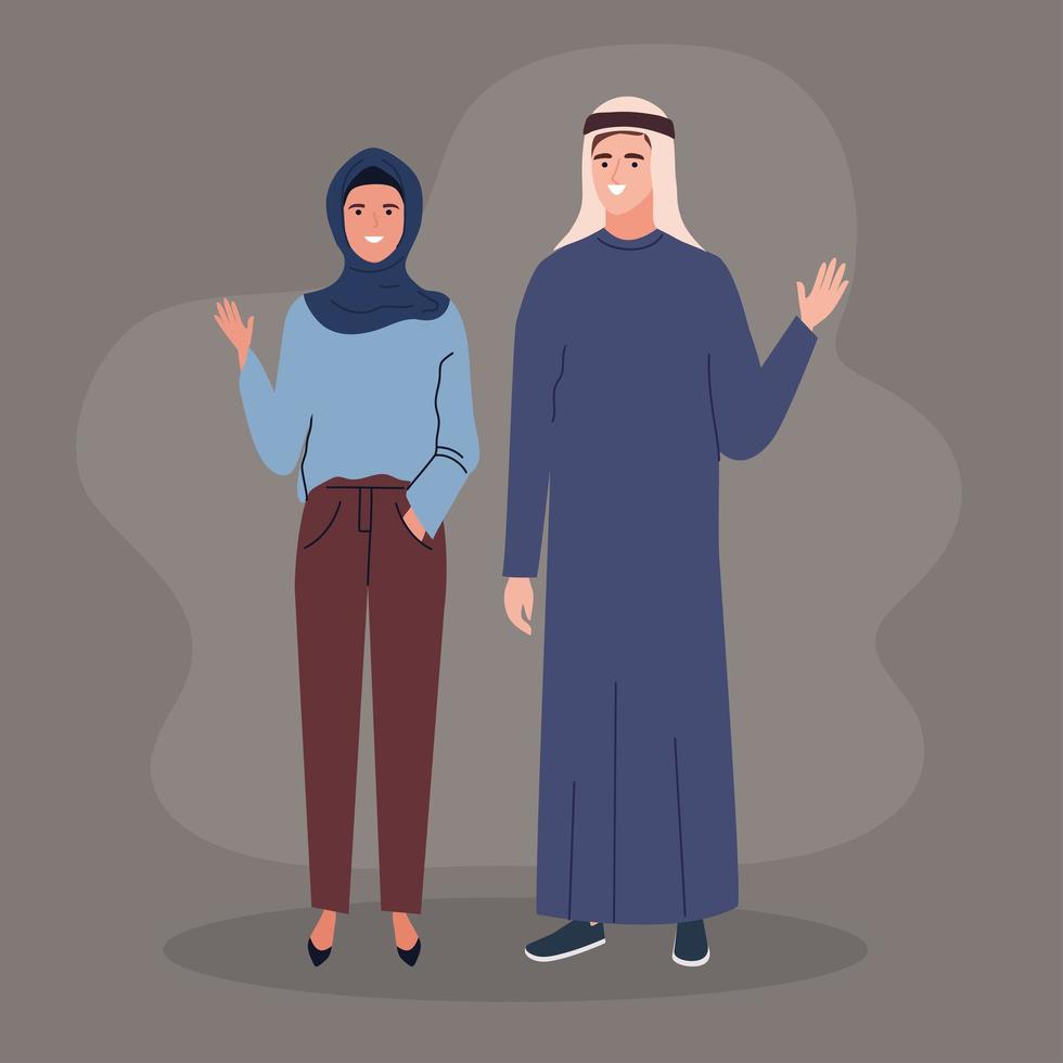 pessoas muçulmanas usam roupas tradicionais vetor