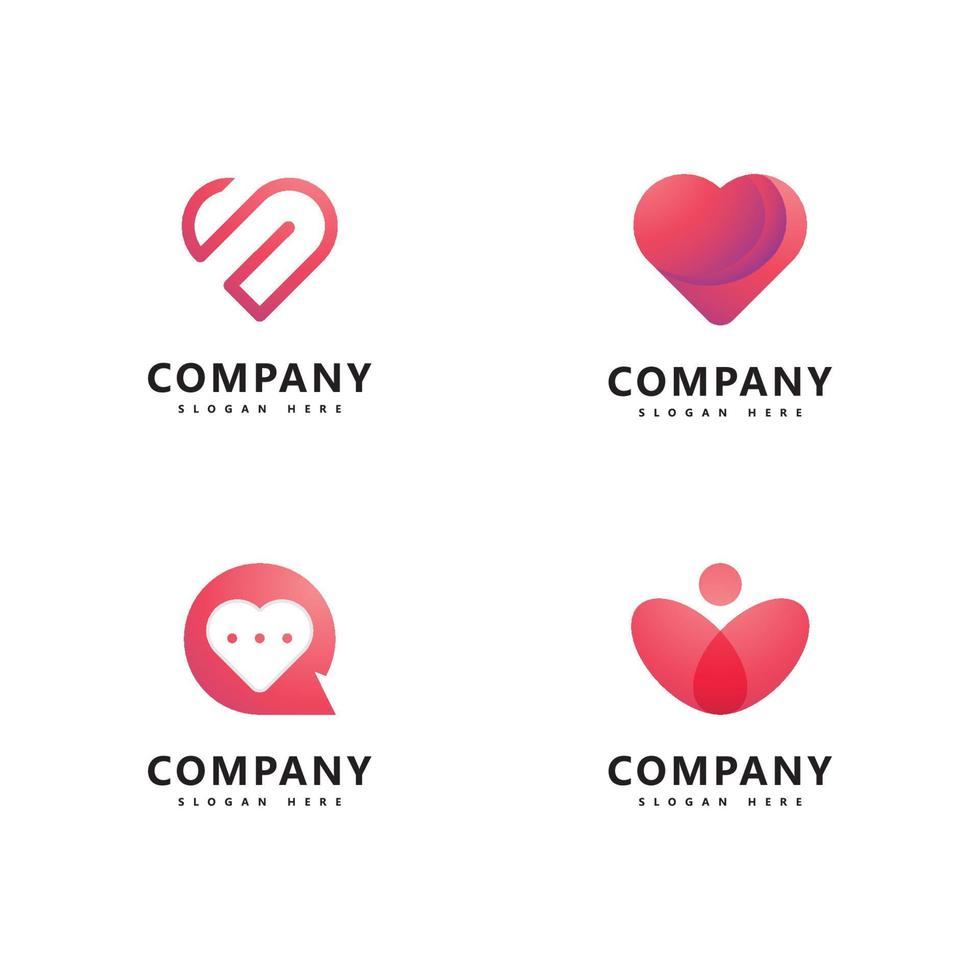 modelo de logotipo de coração design de vetor de ícone de logotipo de coração