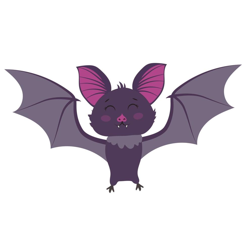 morcego vampiro bonito, ilustração infantil do vetor em estilo simples. para cartaz, cartão de felicitações e design de bebê.