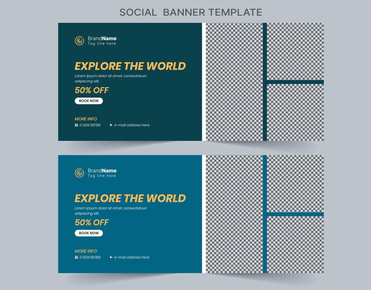 banner web de marketing de mídia social, design de modelo de banner de capa de marketing digital vetor