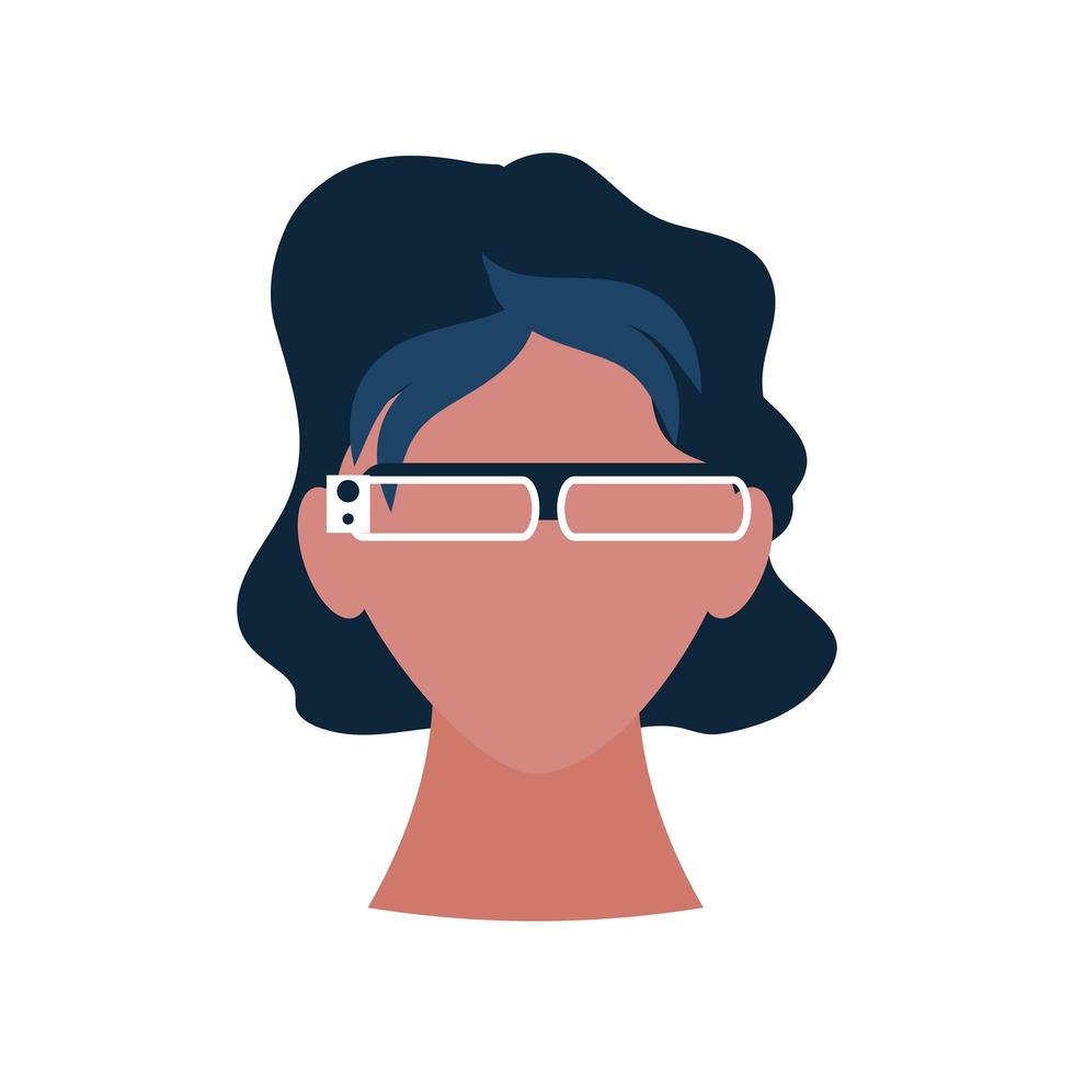 mulher usando óculos inteligentes vetor