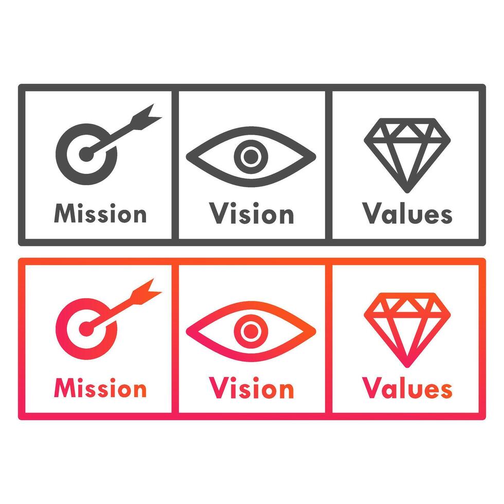 missão, visão, valores Projeto logotipo modelo ilustração vetor