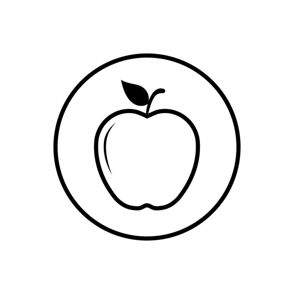 maçã ícone vetor em círculo linha. saudável conceito