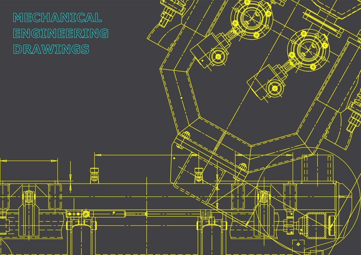 sistemas de design auxiliado por computador. ilustrações técnicas, planos de fundo. desenho de engenharia mecânica. indústria de construção de máquinas. desenhos de fabricação de instrumentos vetor