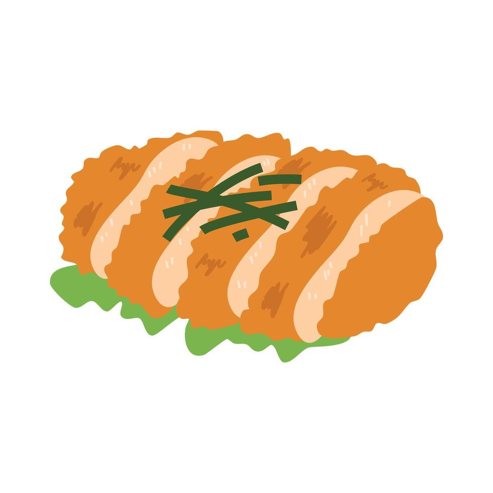 ilustração japonês Comida frango katsu vetor