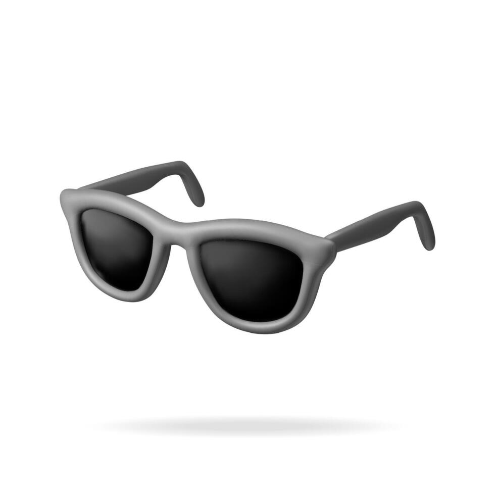 3d Preto oculos de sol ícone isolado em branco. render Sol óculos símbolo. conceito do verão período de férias ou feriado, Tempo para viagem. de praia relaxamento. realista vetor ilustração