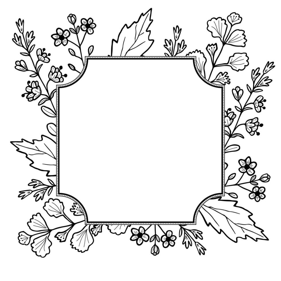 vintage flor quadro, Armação isolado em branco fundo. desenhado à mão vetor ilustração.