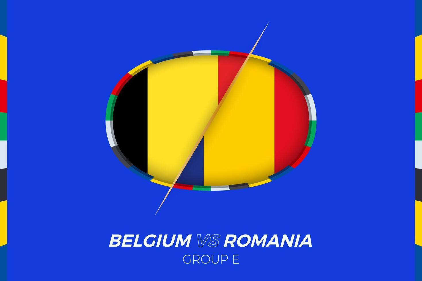 Bélgica vs romênia futebol Combine ícone para europeu futebol torneio 2024, versus ícone em grupo estágio. vetor