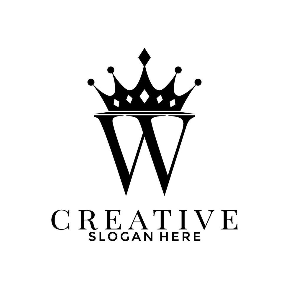 carta W com coroa logotipo, simples elegante inicial logotipo Projeto modelo vetor