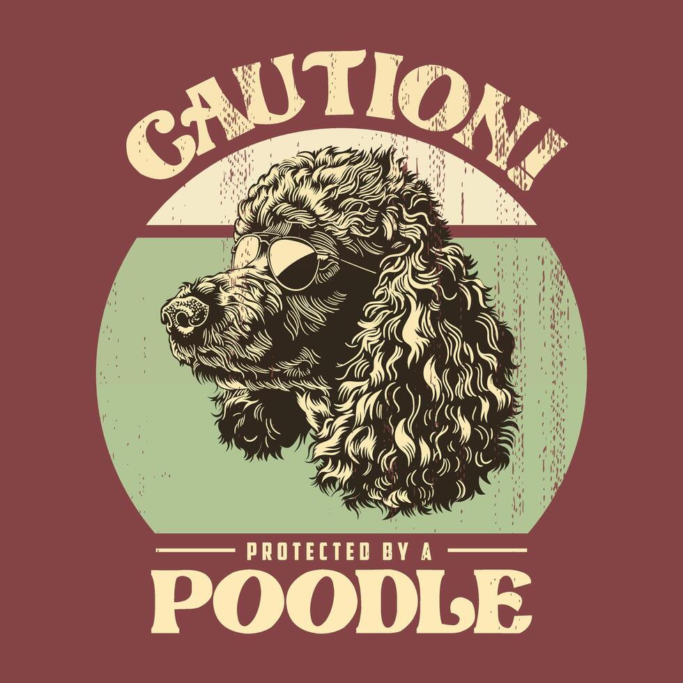 poodle cachorro retro camiseta Projeto vetor ilustração