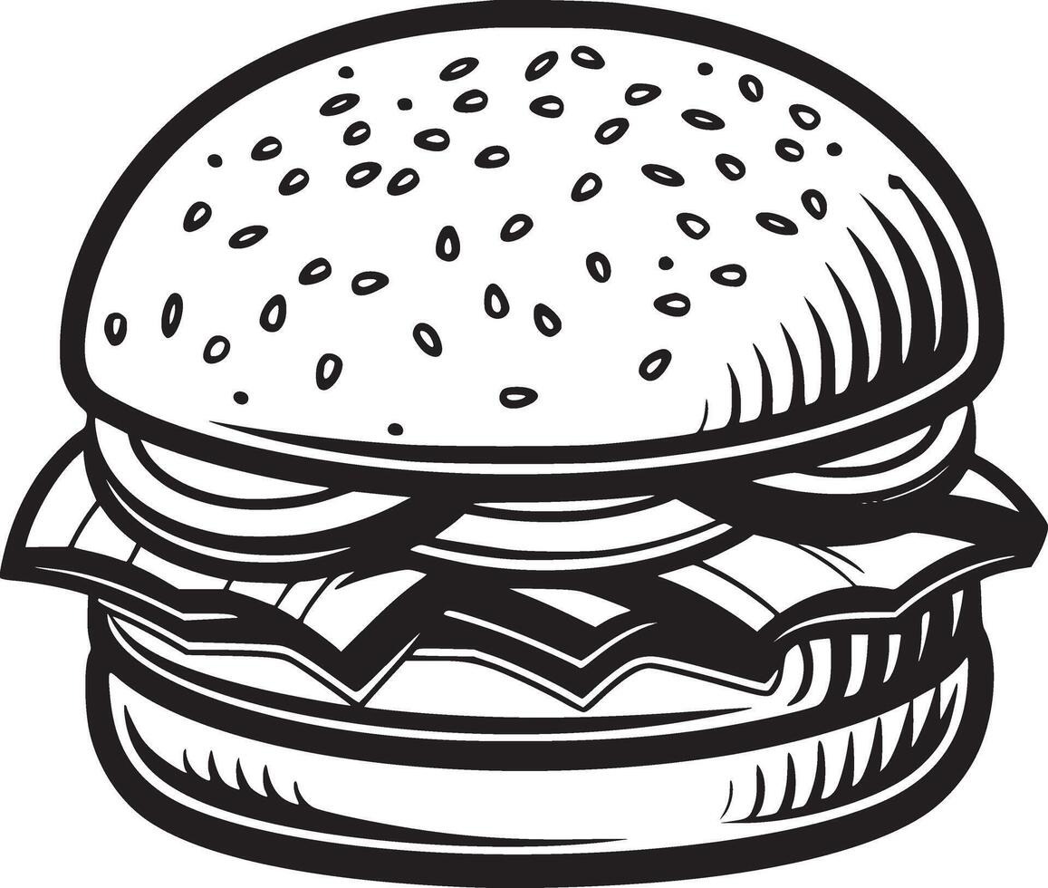 hamburguer vetor Preto e branco