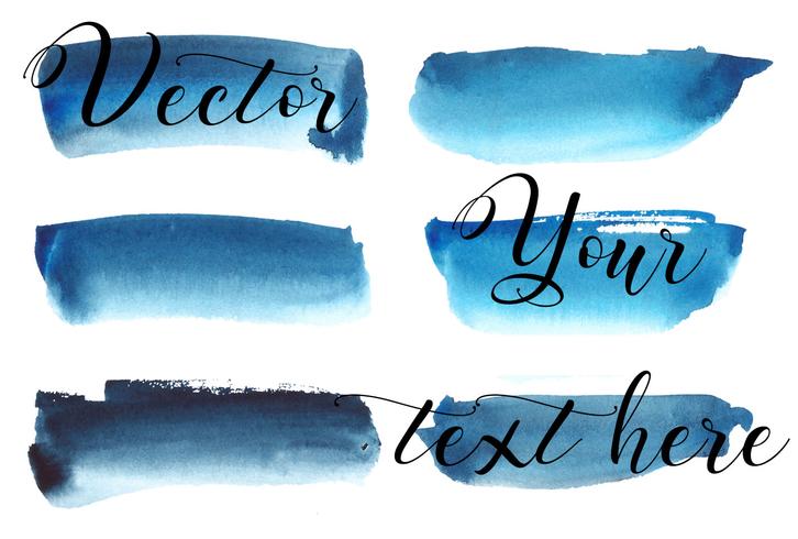 Conjunto de mancha de aquarela. Pontos em um fundo branco. Textura de aquarela com pinceladas. Azul, turquesa. Mar, céu. Isolado. Vetor. vetor