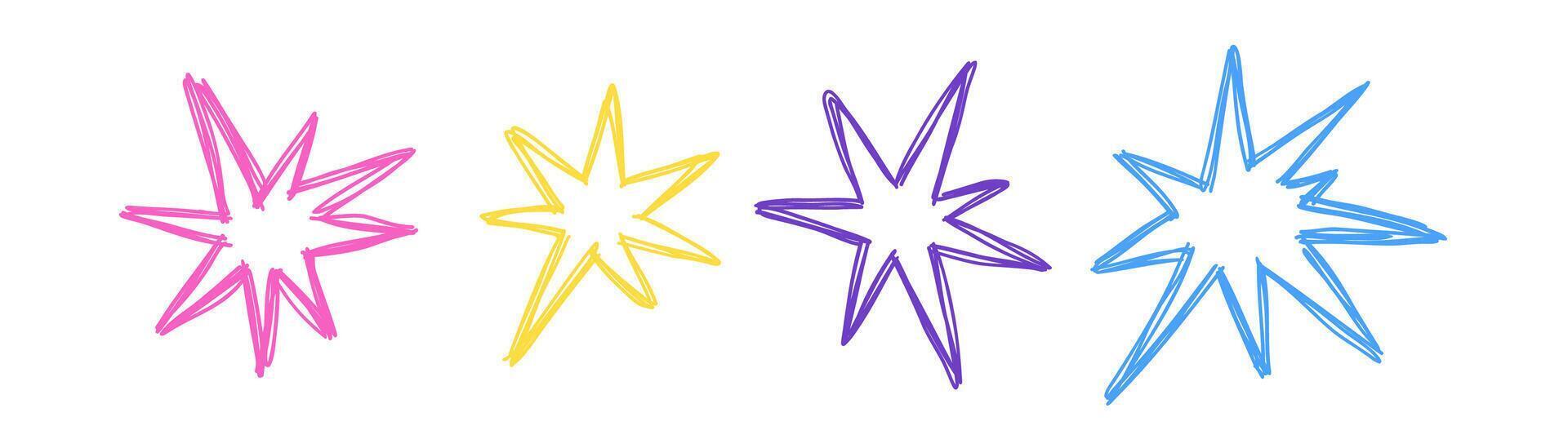 conjunto do rabisco estrelas desenhado de mão. cósmico, espaço. vetor simples ilustração.