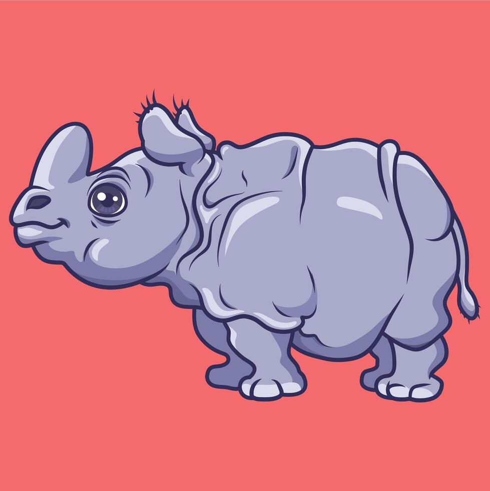 fofa rinoceronte animal desenho animado personagem vetor ilustração.