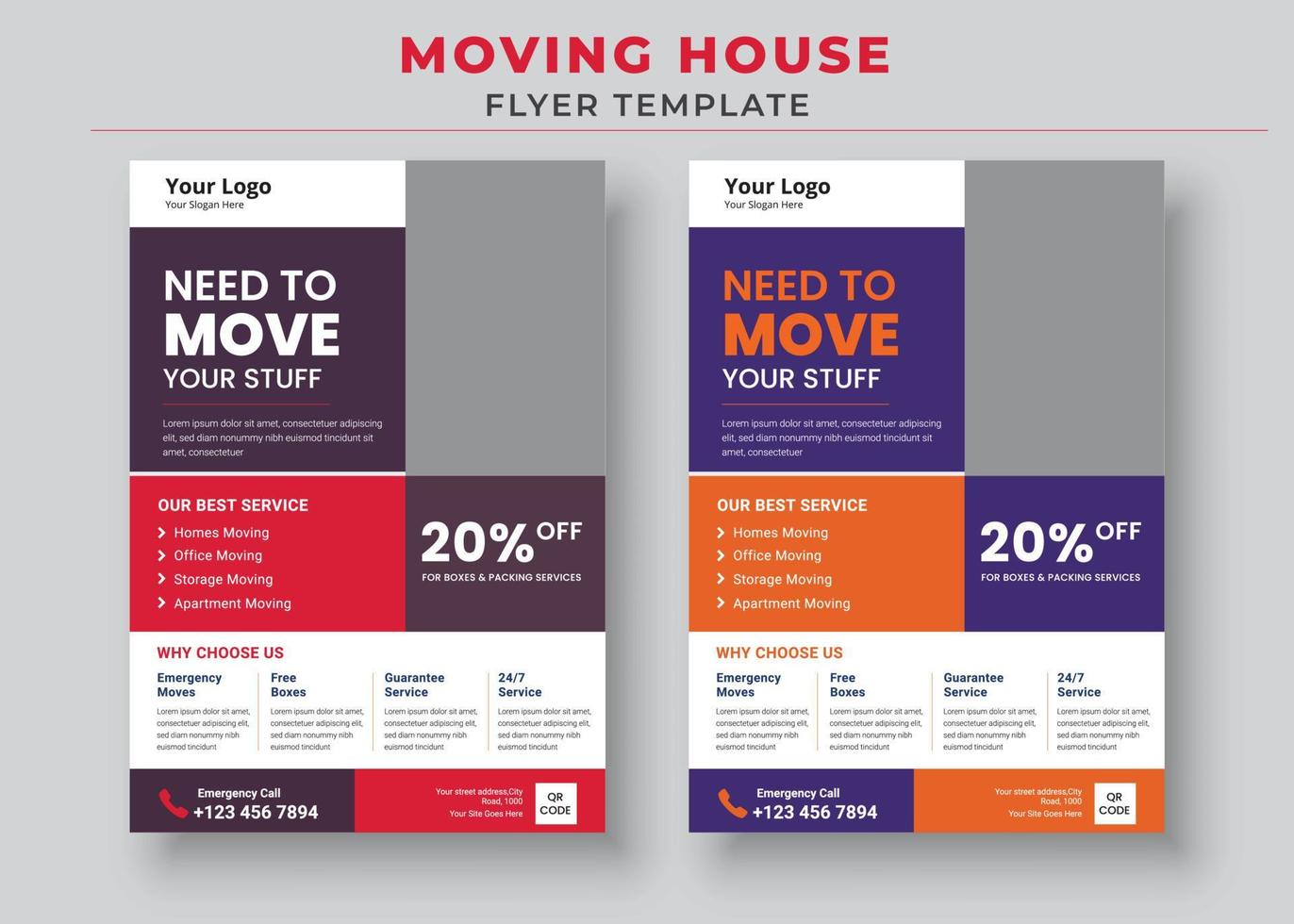 modelos de panfleto de mudança de casa, panfleto de necessidade de movimentação, panfleto de mudança rápida e simples vetor