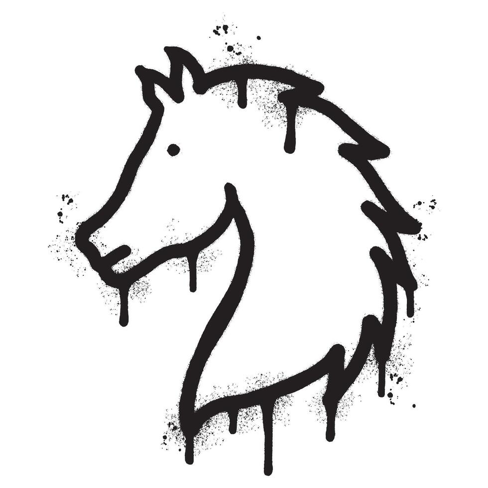 spray pintado grafite cavalo ícone pulverizado isolado com uma branco fundo. vetor