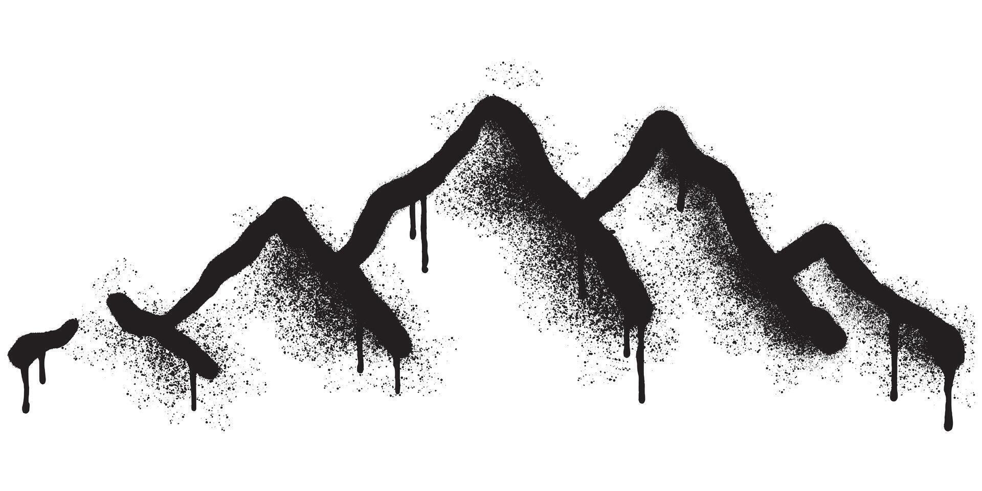 spray pintado grafite montanha ícone pulverizado isolado com uma branco fundo. grafite vulcão com sobre spray dentro Preto sobre branco. vetor