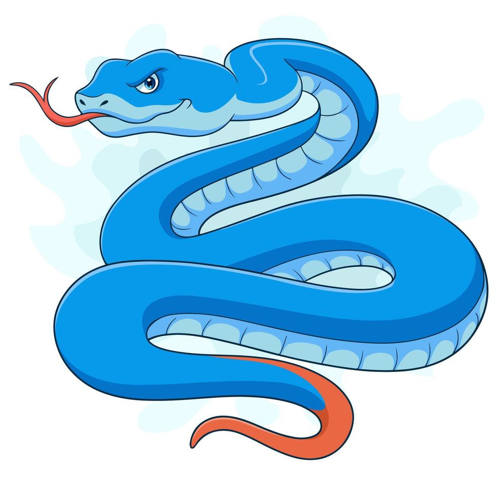 desenho animado azul serpente em branco fundo vetor